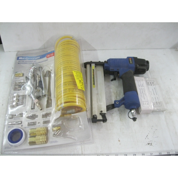 CAMPBELL HAUSFELD NAILER W/MASTERCRAFT AIR TOOL ACCESS. KIT & STAPLES