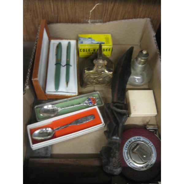 ASST. COLLECTABLES - BUNSEN BURNER, NEW SWITCH PEN SET, SQUARE & TAPE MEASURE, ETC.