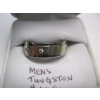 Image 3 : MEN'S TUNGSTEN 10KT RING W/3 DIAMONDS - SZ 8