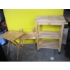 Image 1 : 2 FOLDING TABLES & A ROLLING WOODEN CART