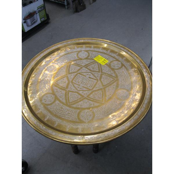 TURKISH BRASS TOPPED FOLDING TABLE