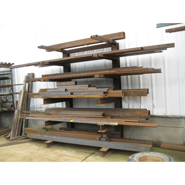 LG. LOT OF STEEL ON STEEL RACK
