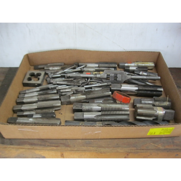 BOX OF ASST'D LARGE TAPS, ETC.