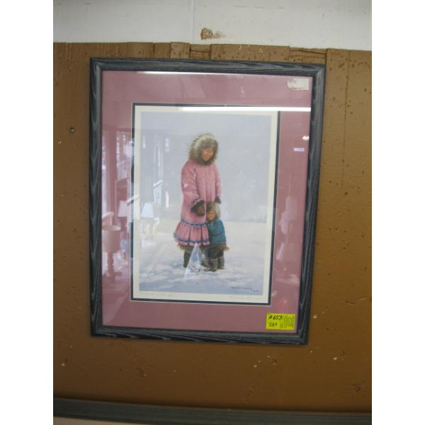 FRAMED NUMBERED PRINT "A BIT SHY" 44/295 BY DOROTHY FRANCIS