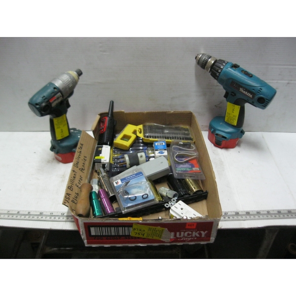 MISC. MAKITA CORDLESS DRILLS (NO CHARGER), SOCKETS, ETC.
