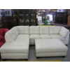 Image 1 : LG. WHITE 2 PIECE SECTIONAL SOFA - SOME DAMAGE ON 1 PIECE - & MATCHING LG. FOOTSTOOL