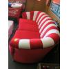 Image 3 : VINTAGE RECOVERED SOFA W/CARVED LEGS - RED/WHITE