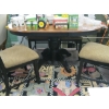Image 1 : WOODEN DINETTE TABLE & 4 BLACK SOLID CHAIRS