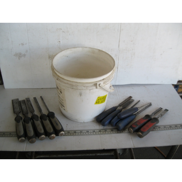 BUCKET OF ASST. CHISELS