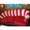 Image 2 : VINTAGE RECOVERED SOFA W/CARVED LEGS - RED/WHITE