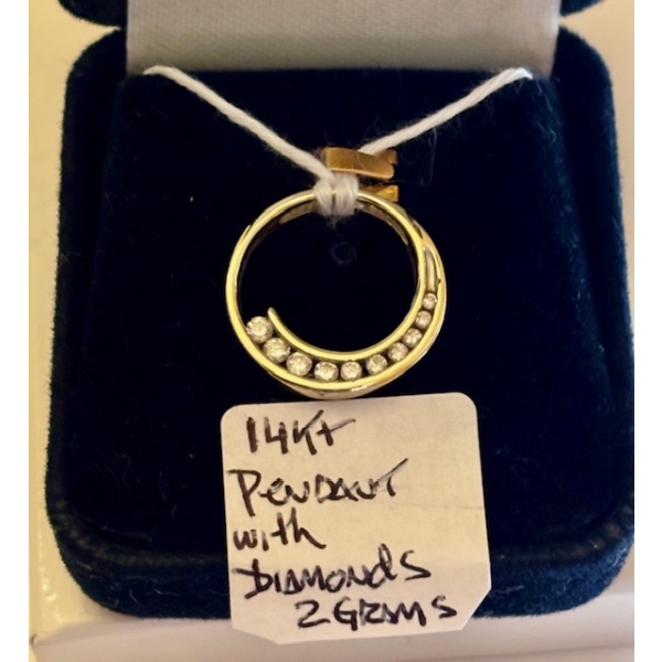 14KT PENDANT W/DIAMONDS, 2G