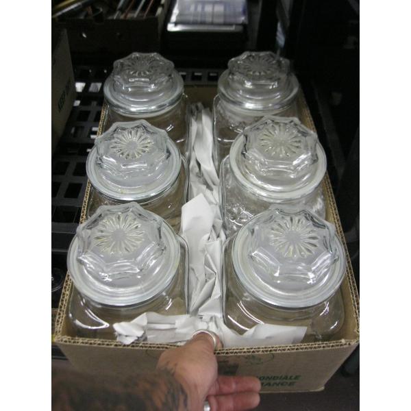 SET OF 6 GLASS CANNISTERS