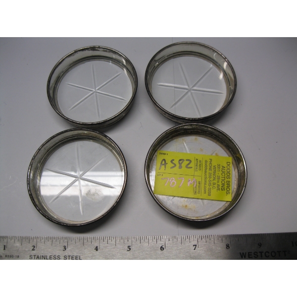 4 STERLING SILVER & GLASS COASTERS