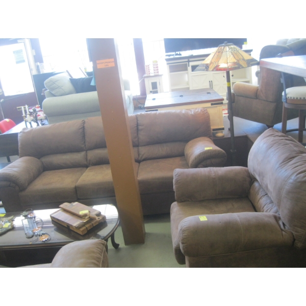 2 PIECE SOFA & MATCHING CHAIR - FROM SMOKER'S HOME, SOME SMALL BURN MARKS