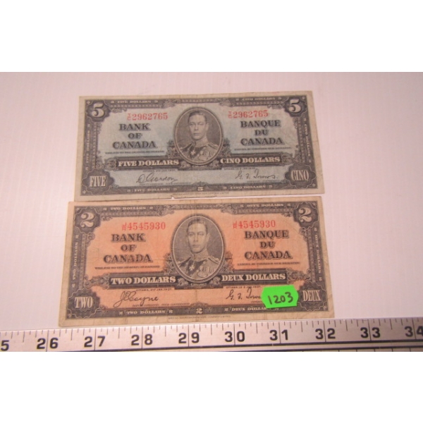 1937 CDN $2 & $5 BILL
