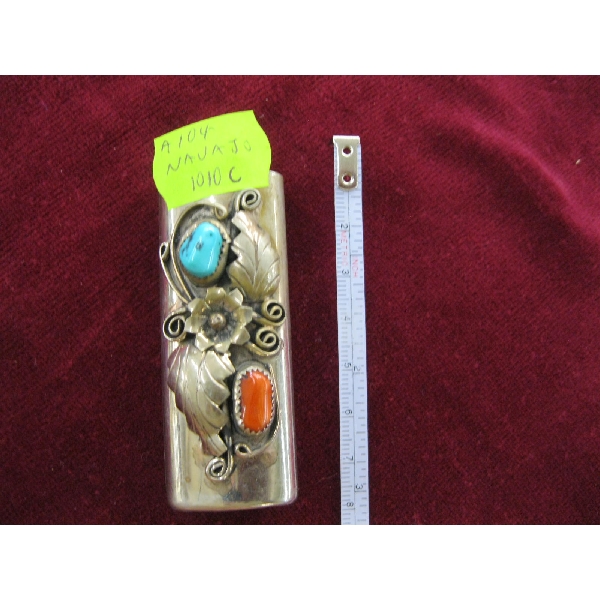 NAVAJO SILVER LIGHTER HOLDER