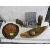 Image 2 : ASST. ITEMS - CARVED RHINO, CANOE, BURL CLOCK, ETC.