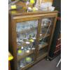 Image 1 : GLASS DOOR OAK DISPLAY CABINET ON CASTORS