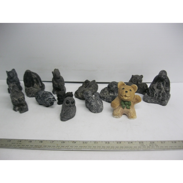 ASST. COLLECTABLE WOLF SCULPTURE & ANIMAL FIGURINES