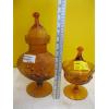 Image 2 : ANTIQUA EMPOLI ITALIA GLASS DECANTER & A LIDDED AMBER GLASS DISH