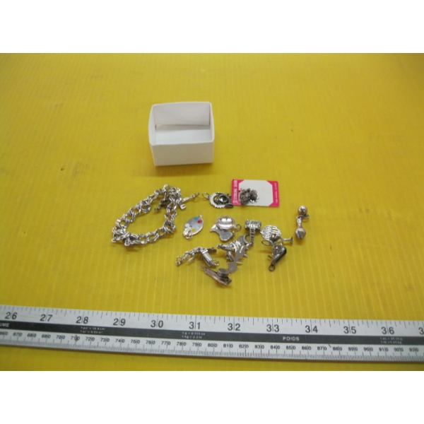 STERLING SILVER CHARM BRACELET W/.925 CHARMS - APPROX. 45G