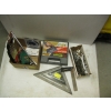 Image 1 : MISC. WRENCHES, SQUARES, ETC. & BOX W/SOLDERING GUN, GRINDER, DISC, ETC.