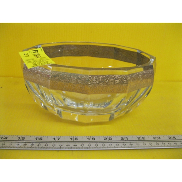 MOSERS HEAVY CRYSTAL BOWL W/24KT GOLD RIM