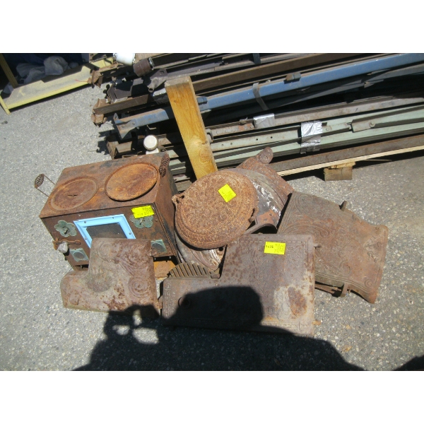 LOT OF CAST IRON STOVE PIECES