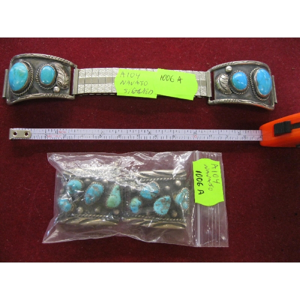 NAVAJO SILVER WATCH BAND W/EXTRA ENDS