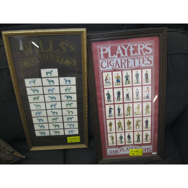 2 FRAMED PRINTS FROM PLAYERS CIGARETTES & WILLS CIGARETTES