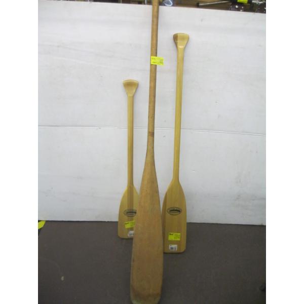 3 VARIOUS SZ WOODEN PADDLES