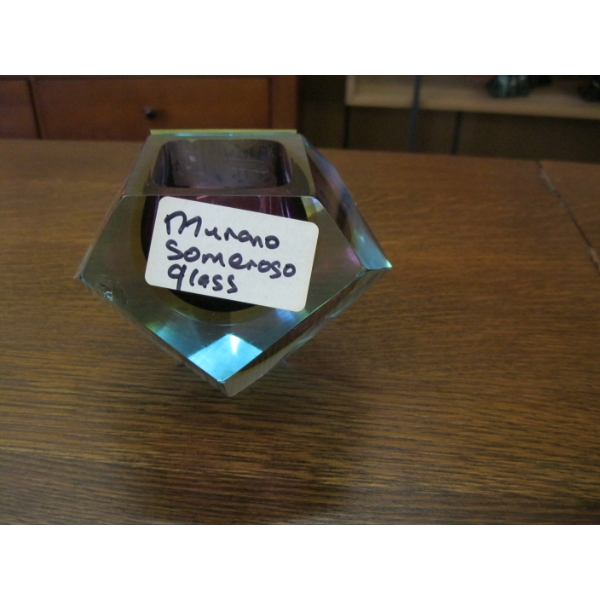 MURANO SOMMERSO GLASS VASE - HAS CHIP