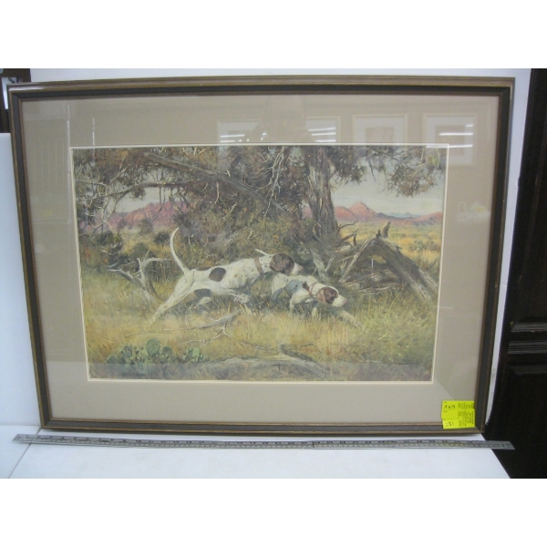 FRAMED PRINT OF HUNTING HOUNDS