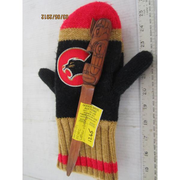 NWC LETTER OPENER & PAIR OF WOOL MITTS