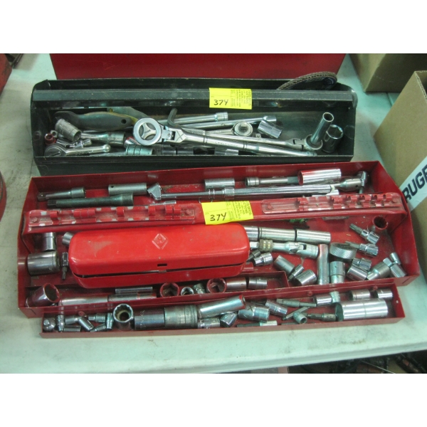 2 TRAYS OF MISC. SOCKETS, RATCHETS, ETC.