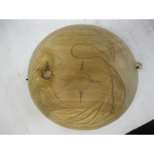 COAST SALISH SIGNED ON BACK WOODEN SPINDLE WHORL BY GEORGINA HALDANE