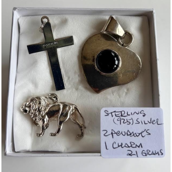 2 STERLING .925 SILVER PENDANTS & 1 CHARM - 21G