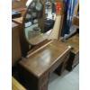 Image 3 : WATERFALL ANTIQUE DRESSER - 5 DRAWERS & ROUND MIRROR
