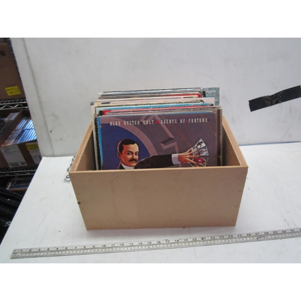WOODEN BOX OF RECORDS