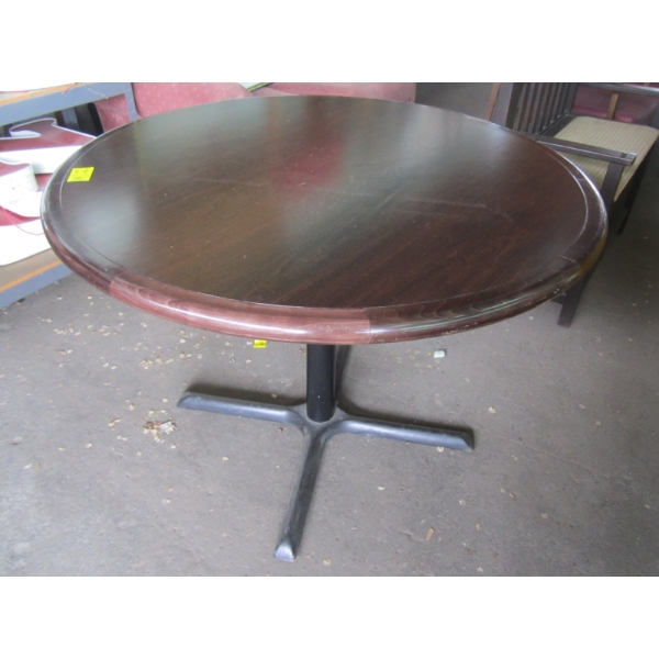 42" WOOD TABLE W/METAL BASE