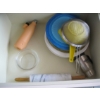 Image 2 : DRAWER W/MISC. ROLLING PIN, WATER BOTTLES, PLATES, ETC.