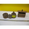 Image 1 : 2 ROUND WOODEN BUTTER PRESSES & A RECTANGULAR BUTTER PRESS