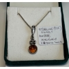 Image 1 : STERLING SILVER & AMBER NECKLACE, 18"