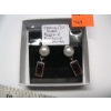 Image 2 : STERLING .925 SILVER PEARL & RED STONE EARRINGS