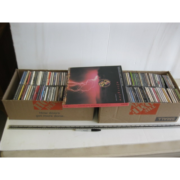 2 BOXES OF CDs W/ELO CASED SET