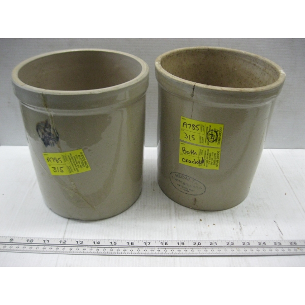 2 SMALLER MEDALTA CROCKS - BOTH CRACKED