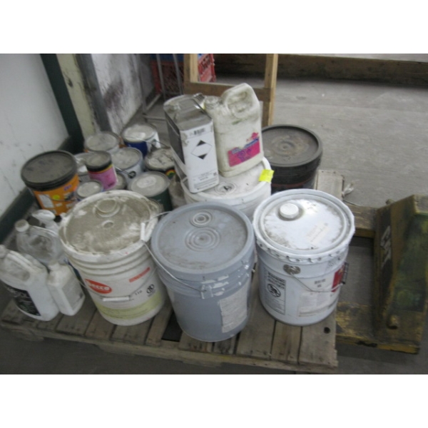LG. PALLET OF ASST. PAINT, ETC.