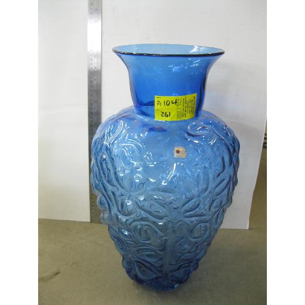 LG. BLUE BLENKO GLASS VASE