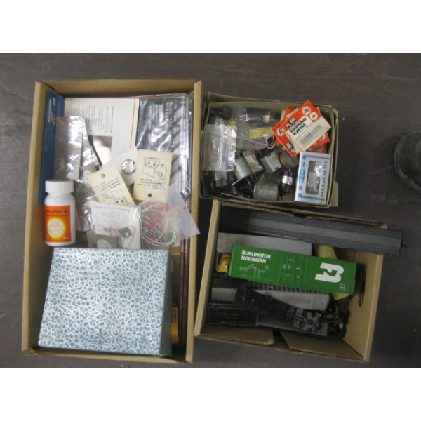 2 BOXES OF MISC. TRAIN ACCESSORIES