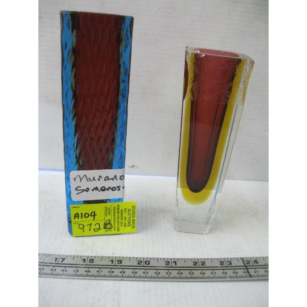2 MURANO SOMMERSO VASES